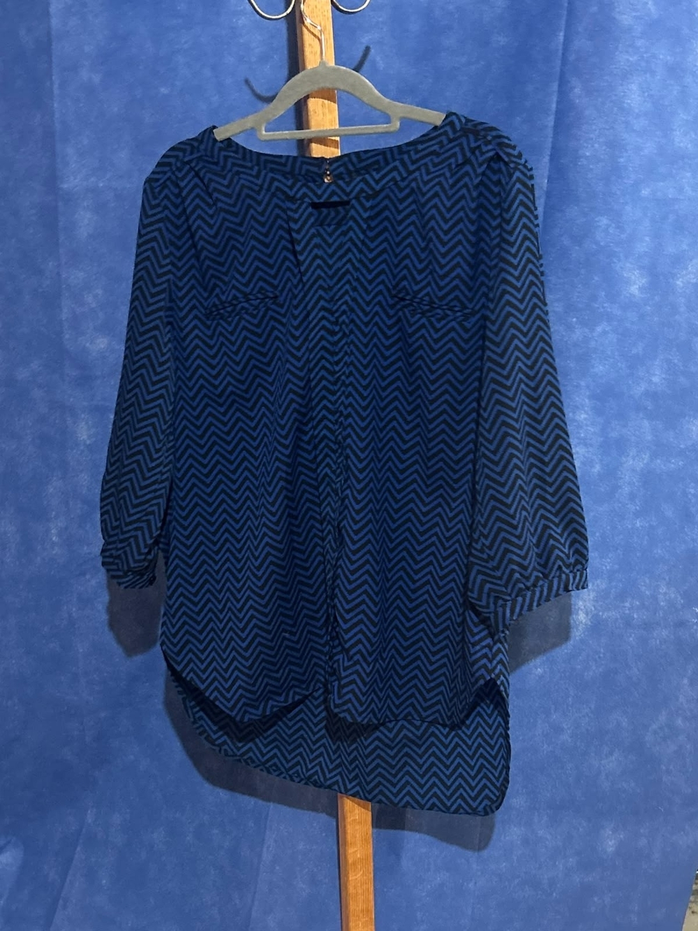 French Connection Navy Chevron Tunic Blouse